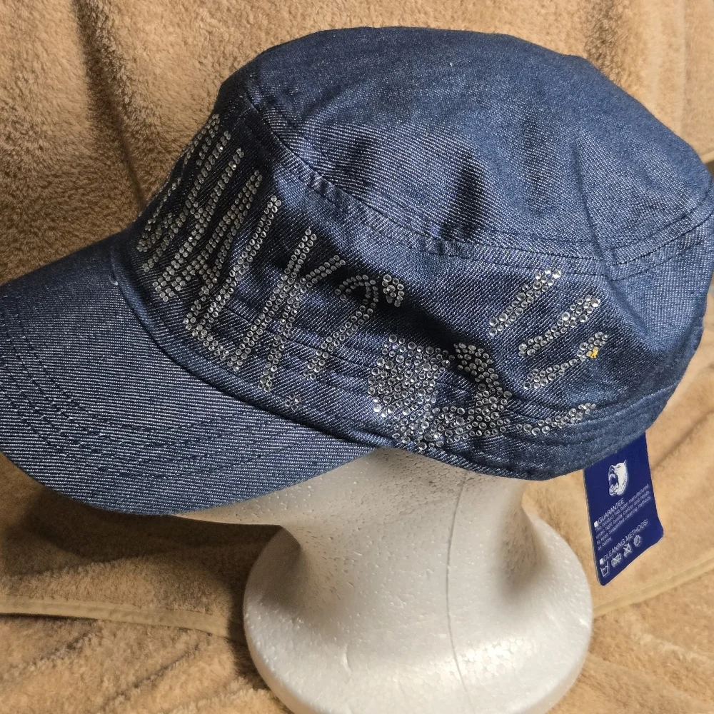 Denim Cap with Embroidered Text - Picture 6 of 14